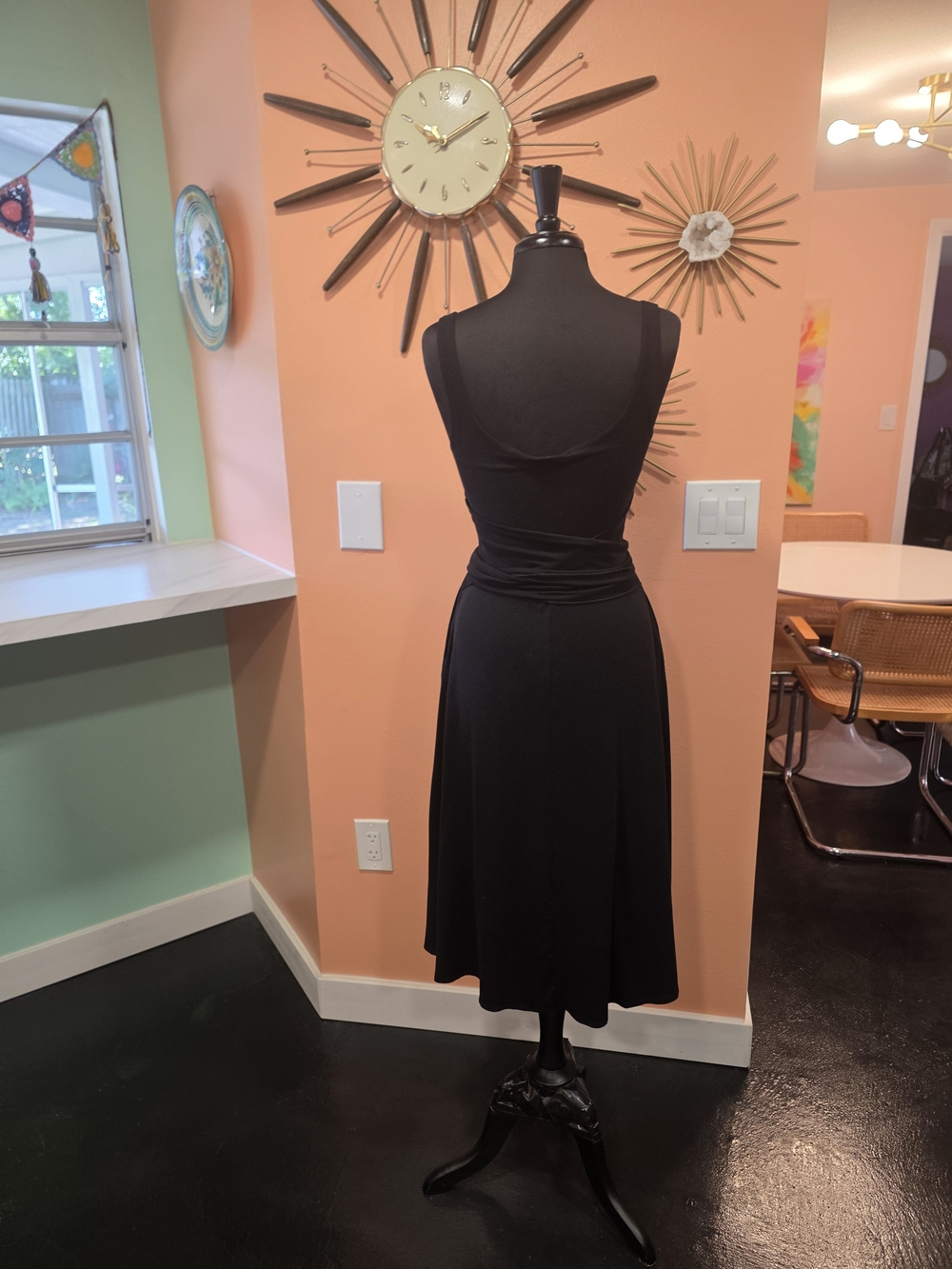 Reformation Jeans M Black Sleeveless Midi Dress with Tie Waist Classic Luxury - Picture 7 of 15